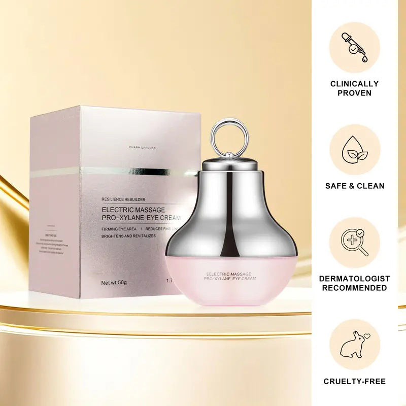 Electric Eye Cream with Caffeine & Hyaluronic Acid – Reduces Dark Circles, Firms Skin, Minimizes Fine Lines, Deeply Hydrates & Brightens, Featuring a Red Light Micro-Vibration Massage Applicator