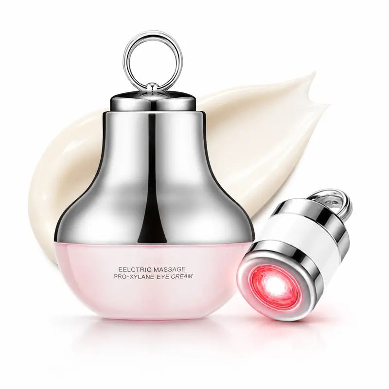 Electric Eye Cream with Caffeine & Hyaluronic Acid – Reduces Dark Circles, Firms Skin, Minimizes Fine Lines, Deeply Hydrates & Brightens, Featuring a Red Light Micro-Vibration Massage Applicator