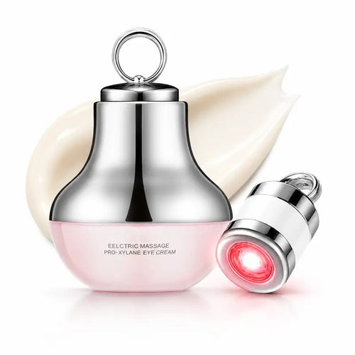 Electric Eye Cream with Caffeine & Hyaluronic Acid – Reduces Dark Circles, Firms Skin, Minimizes Fine Lines, Deeply Hydrates & Brightens, Featuring a Red Light Micro-Vibration Massage Applicator