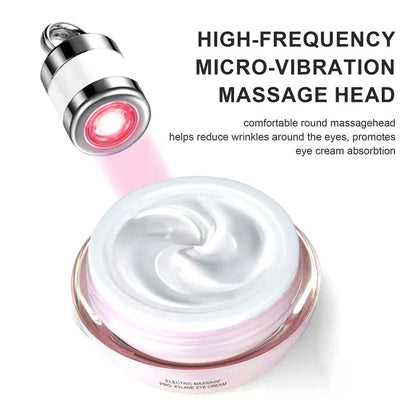 Electric Eye Cream with Caffeine & Hyaluronic Acid – Reduces Dark Circles, Firms Skin, Minimizes Fine Lines, Deeply Hydrates & Brightens, Featuring a Red Light Micro-Vibration Massage Applicator
