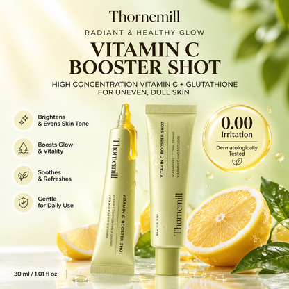 Vitamin C Booster Shot Serum – Pure Vitamin C + Glutathione Brightening Treatment for Radiant, Healthy-Looking Skin Glow, 1.01 fl oz
