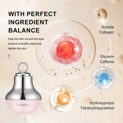 Electric Eye Cream with Caffeine & Hyaluronic Acid – Reduces Dark Circles, Firms Skin, Minimizes Fine Lines, Deeply Hydrates & Brightens, Featuring a Red Light Micro-Vibration Massage Applicator